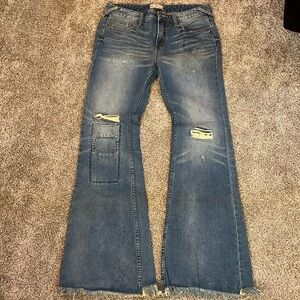 Free people patchwork flare distressed jeans 30
